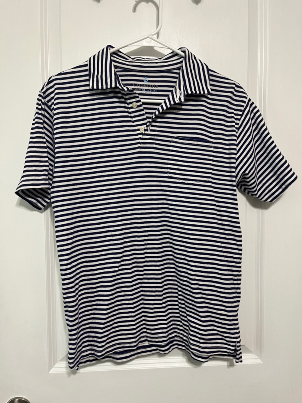 Crewcuts Navy & White Striped Polo with Chest Pocket XL